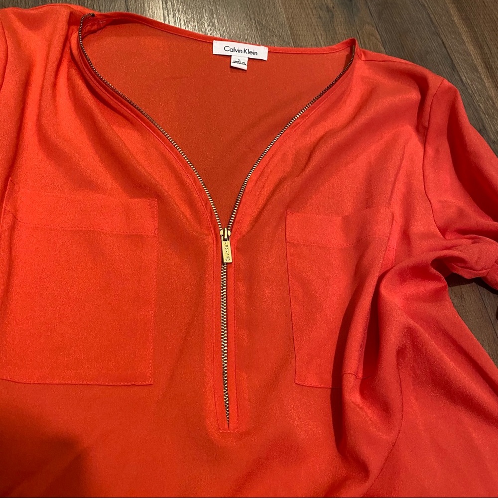 NWOT Peach Calvin Klein Blouse - Picture 5 of 8